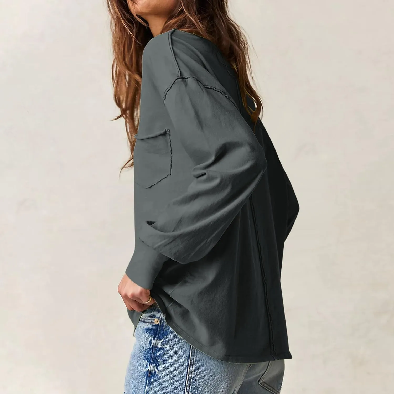 Women's Crew Neck Sweatshirts Dressy Casual 2024 Long Sleeve Loose Pullover Tops Fall Fashion y2k Outfits