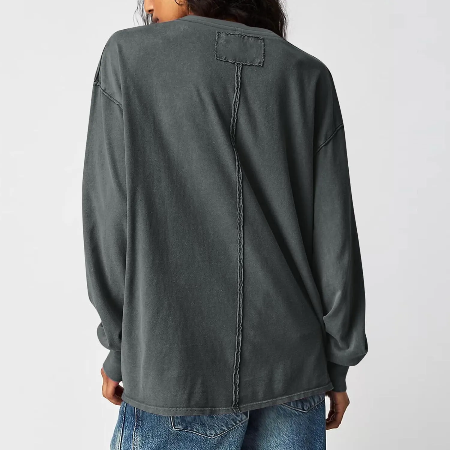 Women's Crew Neck Sweatshirts Dressy Casual 2024 Long Sleeve Loose Pullover Tops Fall Fashion y2k Outfits