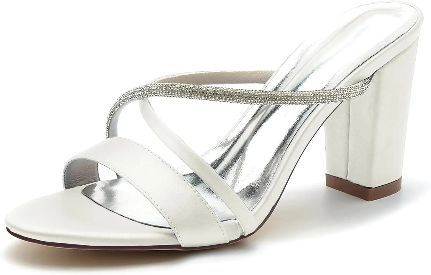 Women's Cross Strap Bridal Dress Slingback Pumps Sandal Chunky Block Heel Wedding Shoes Open Toe Evening Prom Party