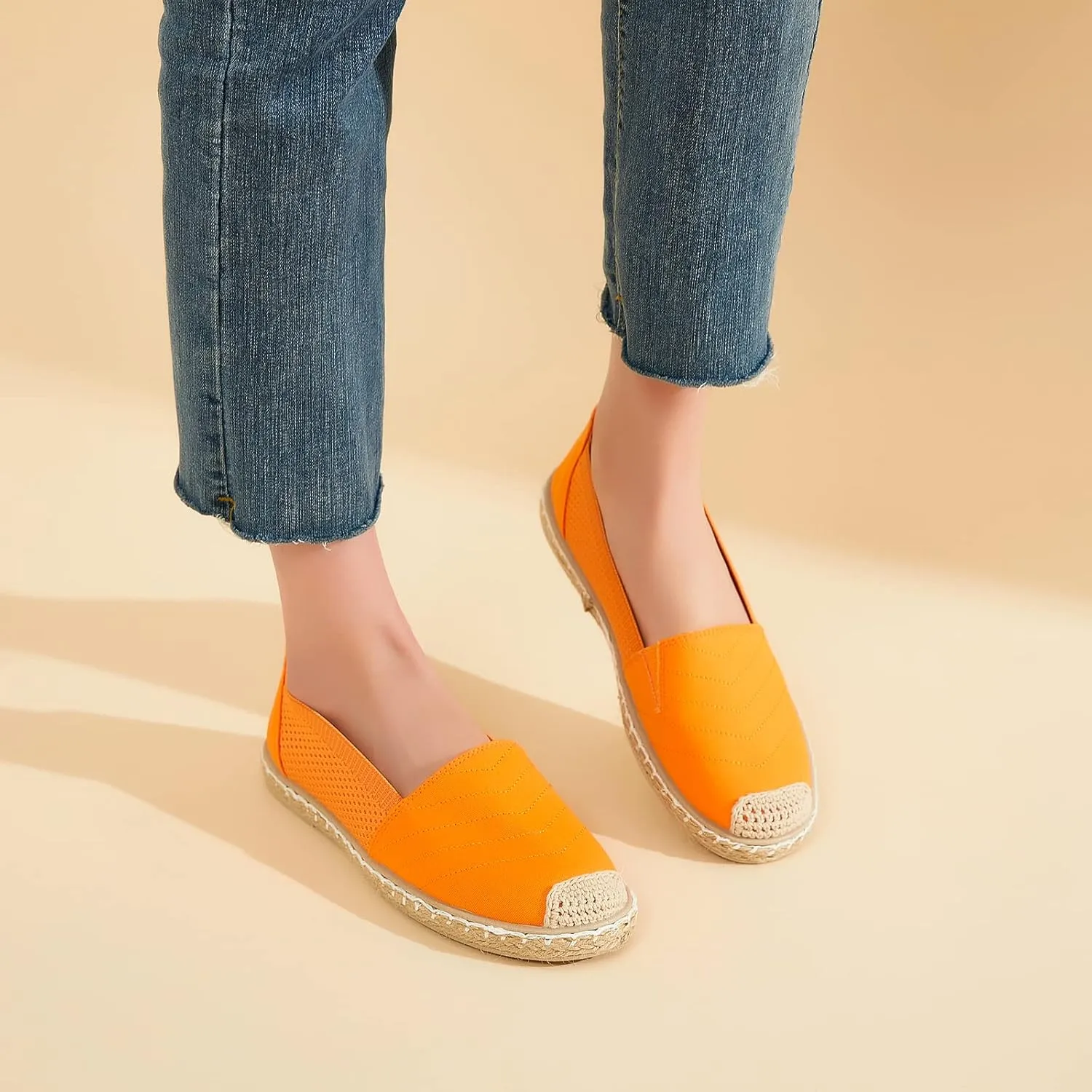 Women's Flats Shoes,Breathable Black Espadrilles Flats,Black and White Slip on Shoes(Lightweight and Soft)
