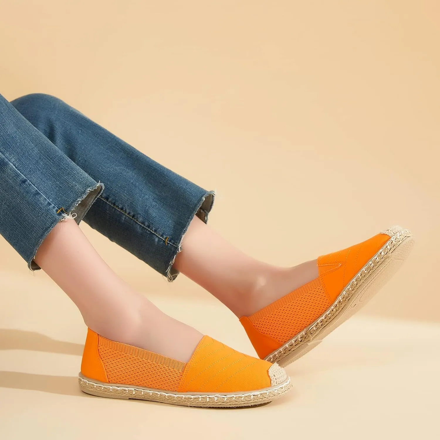 Women's Flats Shoes,Breathable Black Espadrilles Flats,Black and White Slip on Shoes(Lightweight and Soft)
