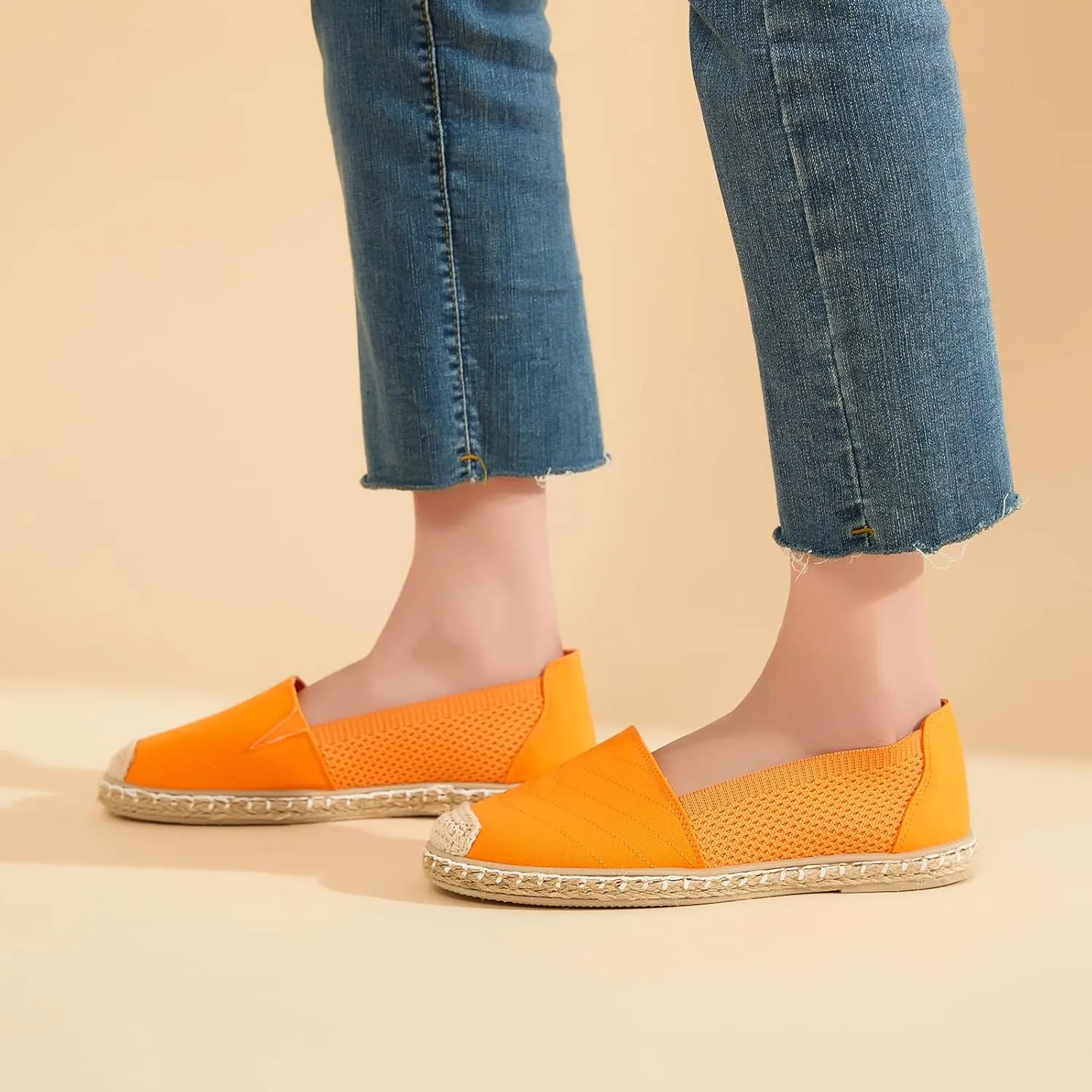 Women's Flats Shoes,Breathable Black Espadrilles Flats,Black and White Slip on Shoes(Lightweight and Soft)