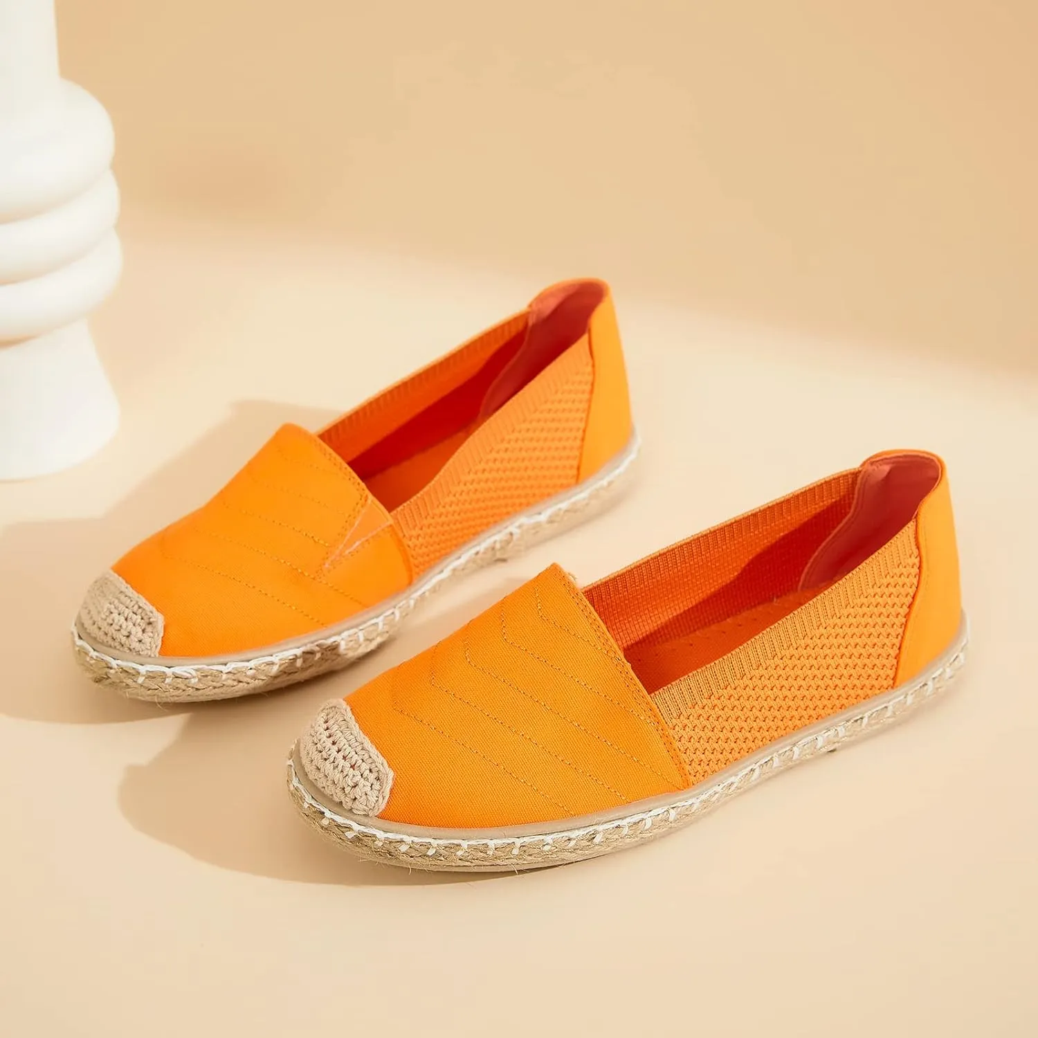 Women's Flats Shoes,Breathable Black Espadrilles Flats,Black and White Slip on Shoes(Lightweight and Soft)