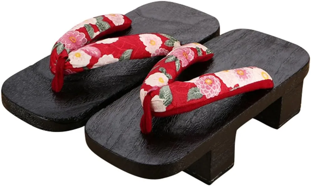 Women's Japanese Wooden Geta,Flip Flops Sandals Cosplay Anime Cartoon Traditional Yukata Kimono Clogs