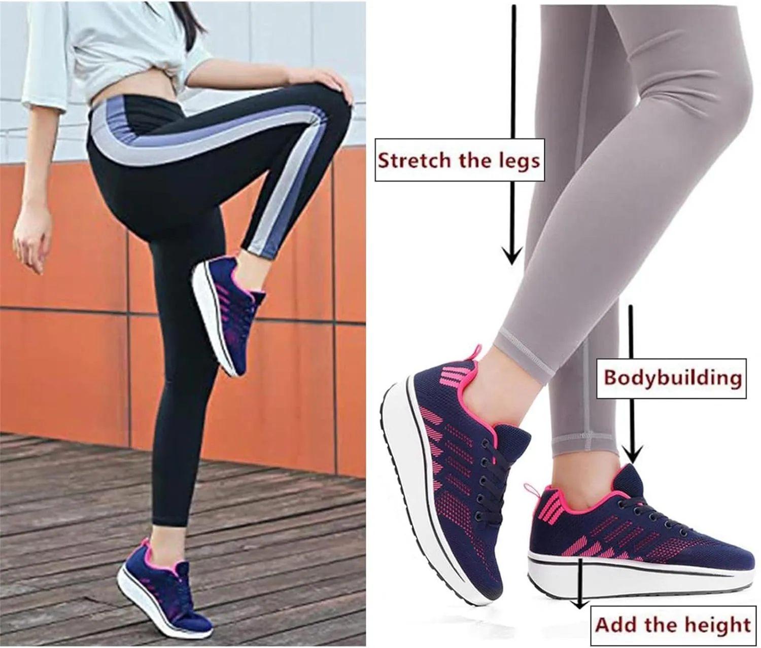 Women's Lace Up Wedge Inner Heightening Walking Shoe Breathable Fashion Sneakers Lightweight Non Slip Workout Shoes