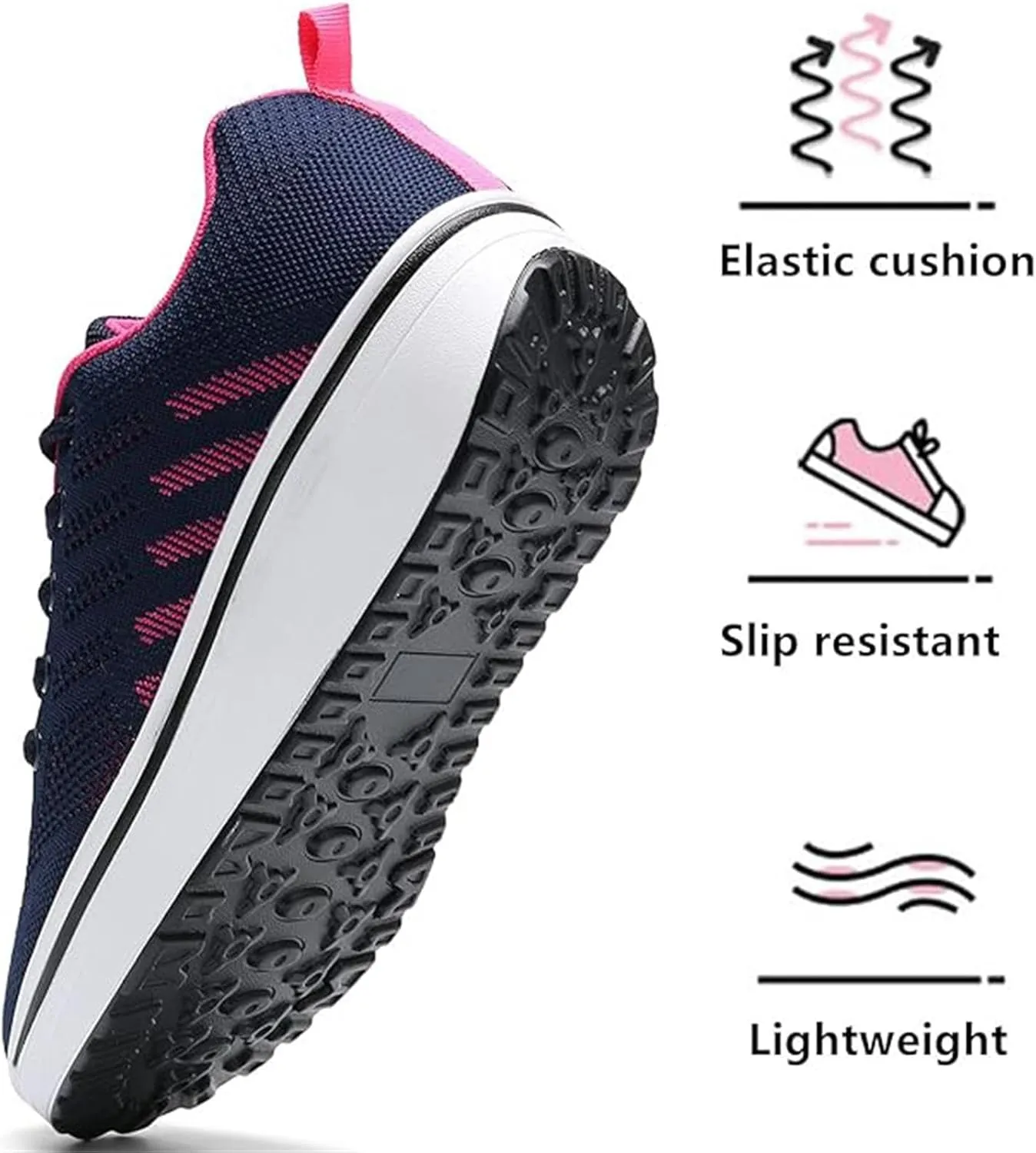 Women's Lace Up Wedge Inner Heightening Walking Shoe Breathable Fashion Sneakers Lightweight Non Slip Workout Shoes