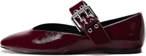 Women's Leopard Print Mary Jane Flats Square Toe Suede Ballet Flats for Women Buckle Strap Comfortable Fall Ballerina Shoes