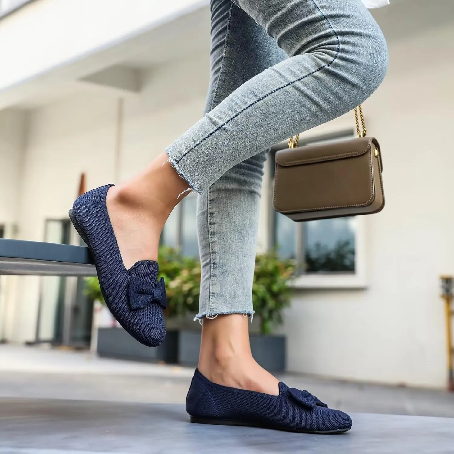 Women's Loafers Flats Comfortable Slip-on Bowknot Walking Dressy Penny Shoes with Arch Support