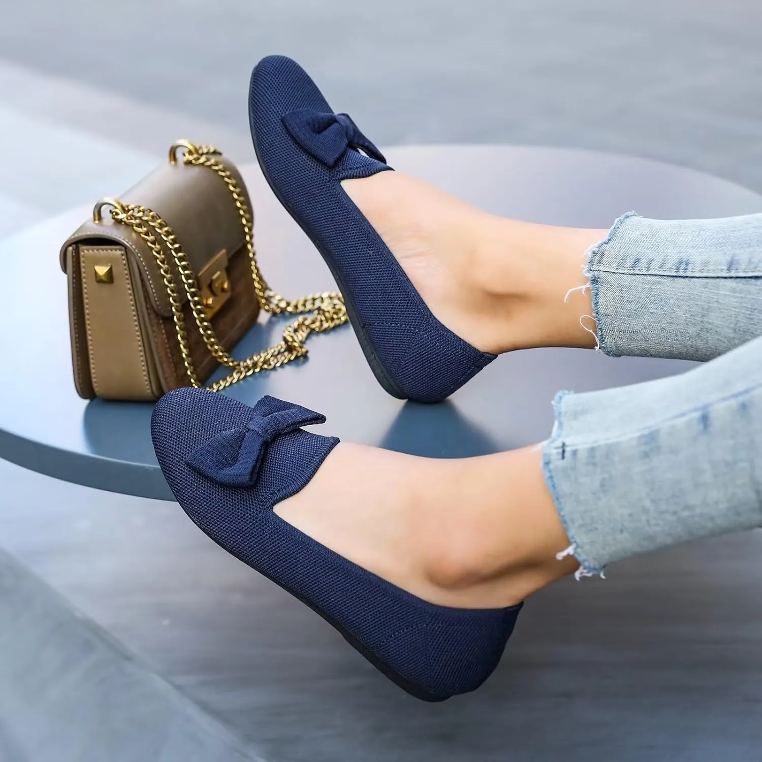 Women's Loafers Flats Comfortable Slip-on Bowknot Walking Dressy Penny Shoes with Arch Support