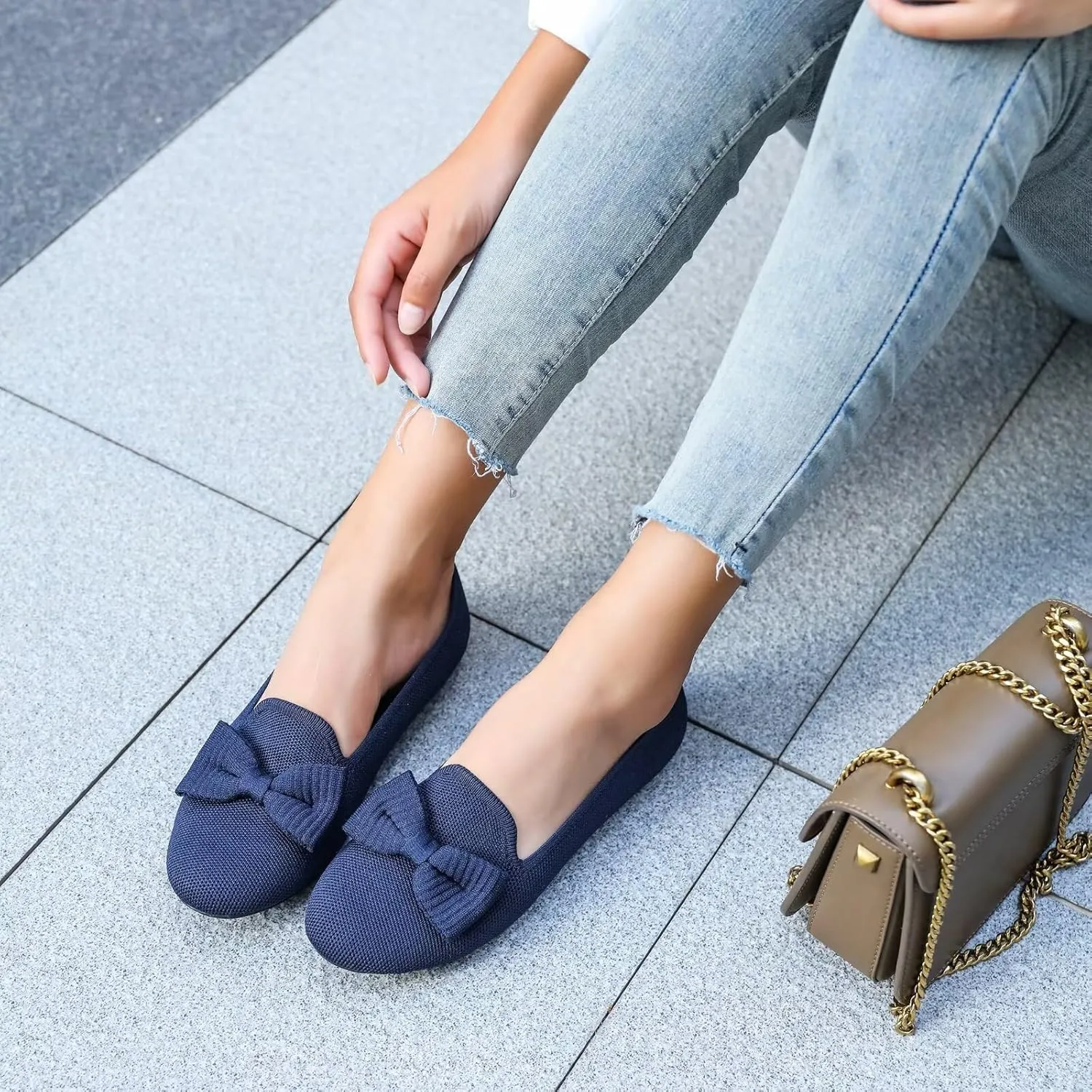 Women's Loafers Flats Comfortable Slip-on Bowknot Walking Dressy Penny Shoes with Arch Support