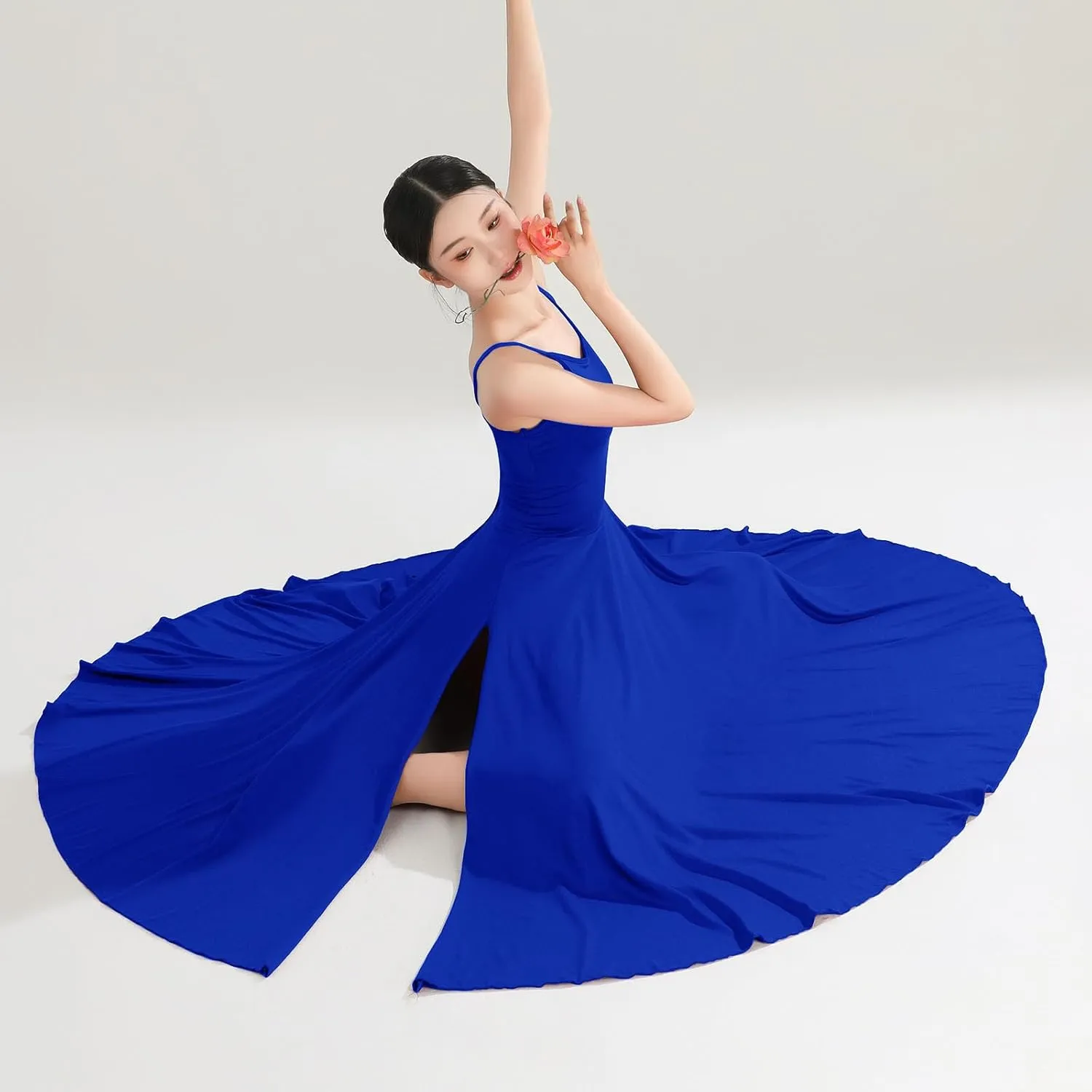 Women's Lyrical Dance Costume Halter Lyrical Dance Dress Split Skirt Ballet Contemporary Dancewear
