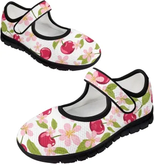 Womens Mary Jane Shoes Fruits Print Lightweight Breathable Anti Slip Casual Sneaker with Magic Sticker