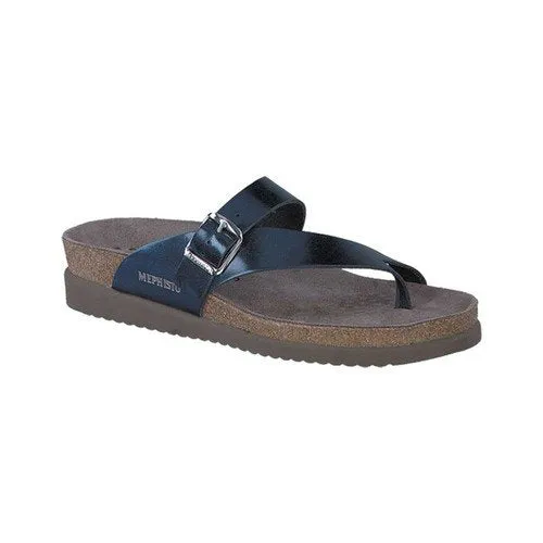 Women's Mephisto  Helen Blue Metallic Leather Sandals