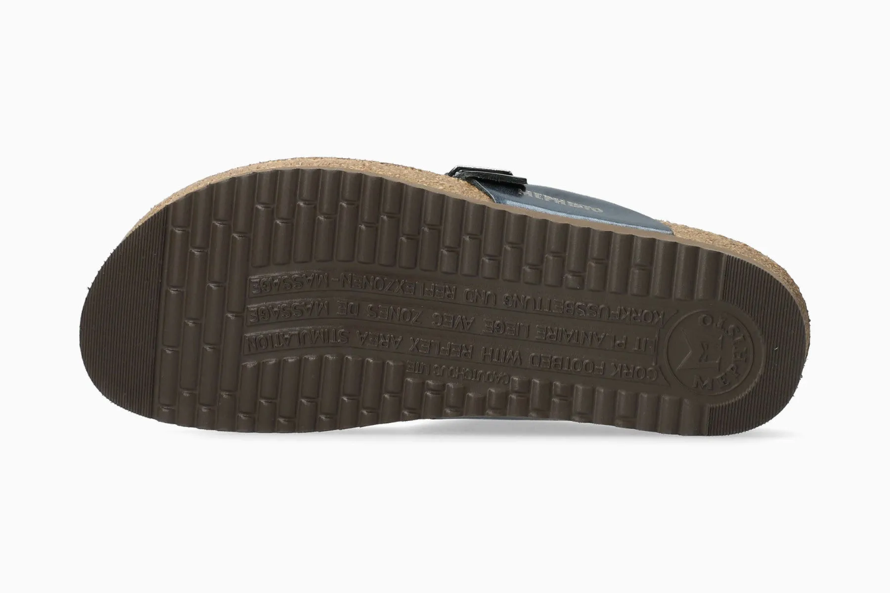 Women's Mephisto  Helen Blue Metallic Leather Sandals