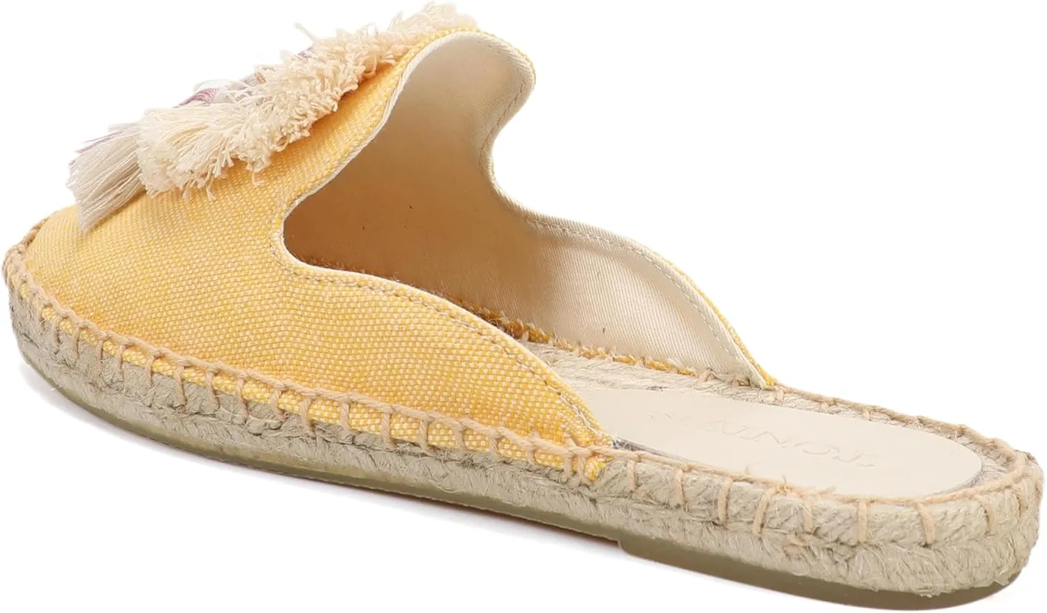 Women's Mule Flat Shoes with Tassel & Pompom, Espadrilles Slides Backless Slipper Slip on Shoes