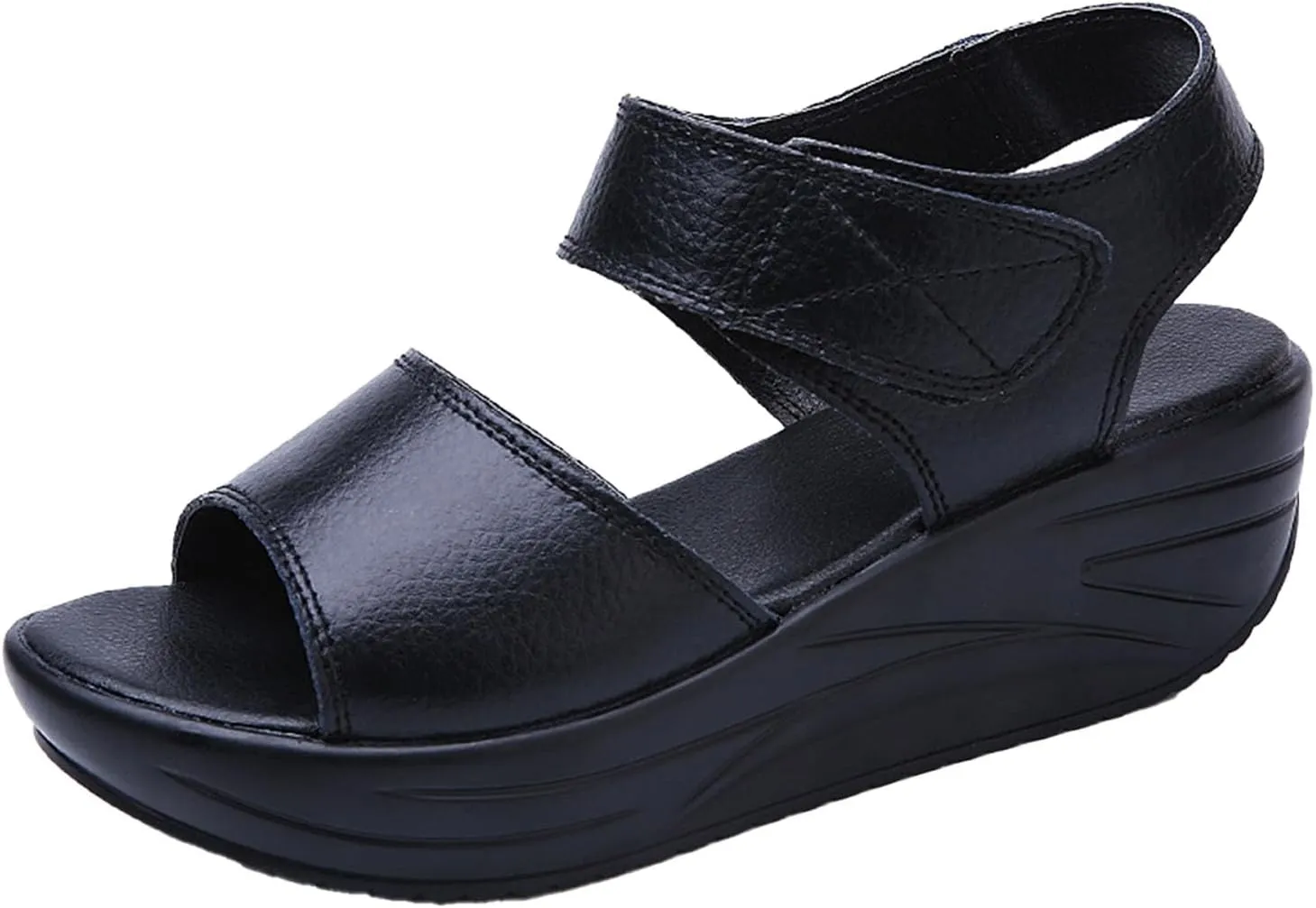 Women's Open Toe Platform Muffin Sandals,Causal Lightweight Comfy Adjustable Ankle Backstrap Orthotic Cushion Wedge Shoes