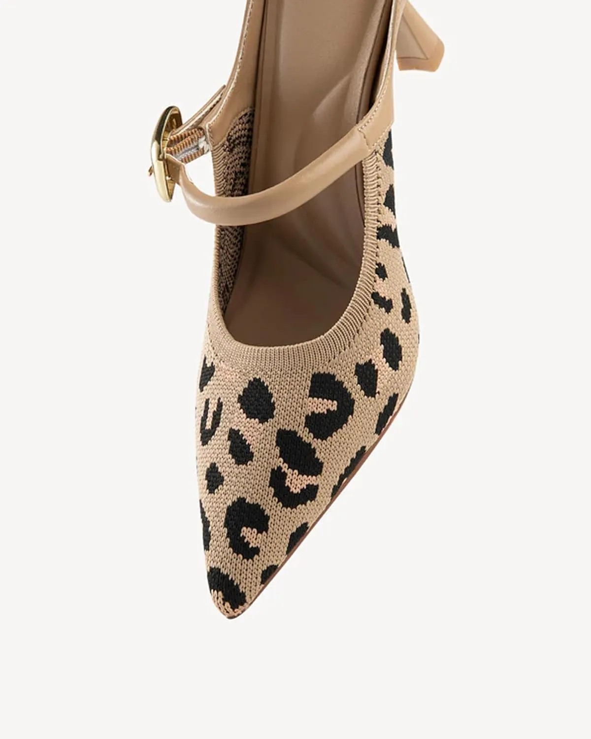 Women's Pointed Toe Heeled Mules, Knit Sandals, Slip-On Shoes