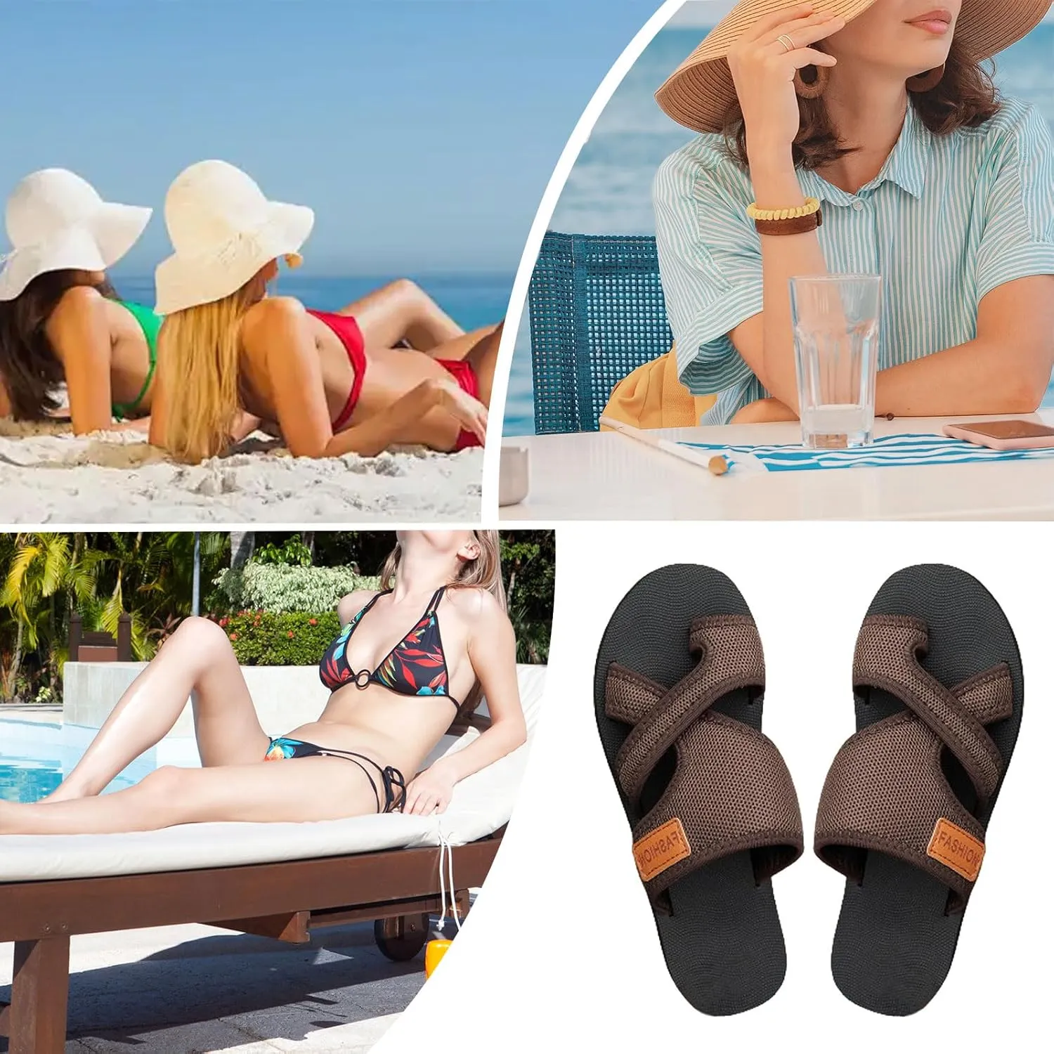 Women's Sandals Comfortable Breathable Mesh Flip Flops Summer Casual Flat Sandals Slide Outdoor Lightweight Walking Shoes Fashion Open Toe Sport Sandal Vacation Beach Slippers