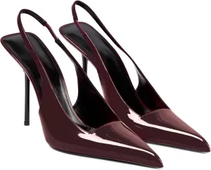 Women's Slingback Stiletto Heels Stretch Strap Slip On Pumps Shoes Pointed Toe Backless Patent Leather Dress High Heels