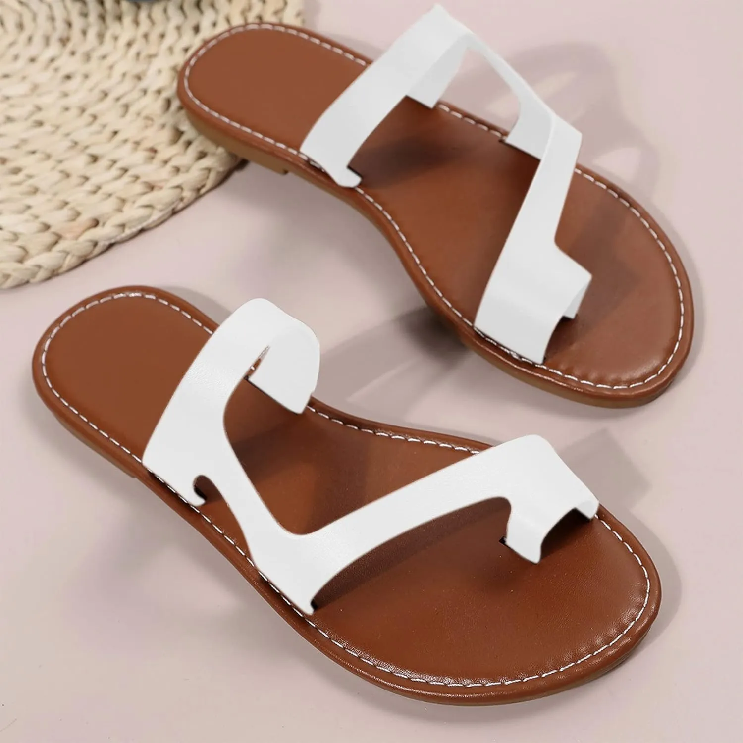 Women's Slip-on Clip Toe Slippers Summer Flip Flops Dressy Casual Flat Sandals Lightweight Beach Vacation Sandal Slipper