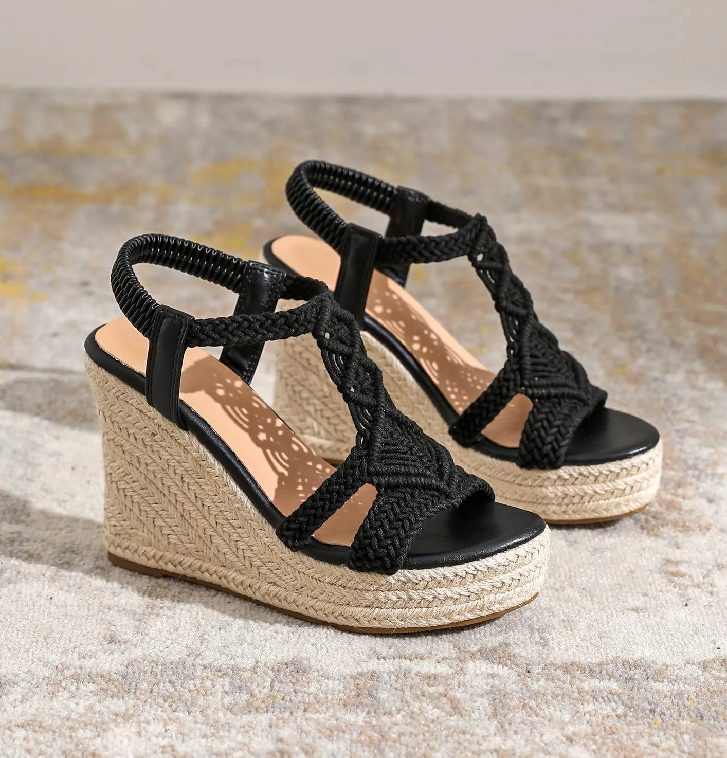 Womens Slip On Espadrille Wedge Sandals Slingback Platform Sandals Summer Dress Heels