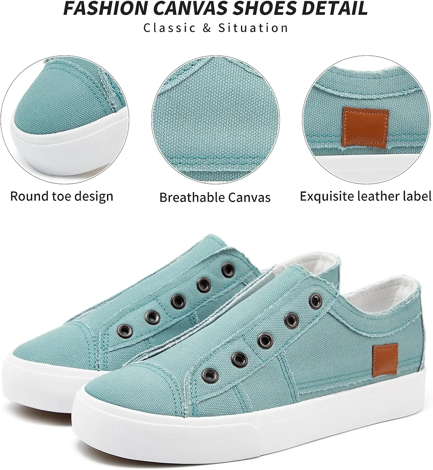 Women's Slip on Shoes Non Slip Fashion Canvas Sneakers Low Top Casual Shoes