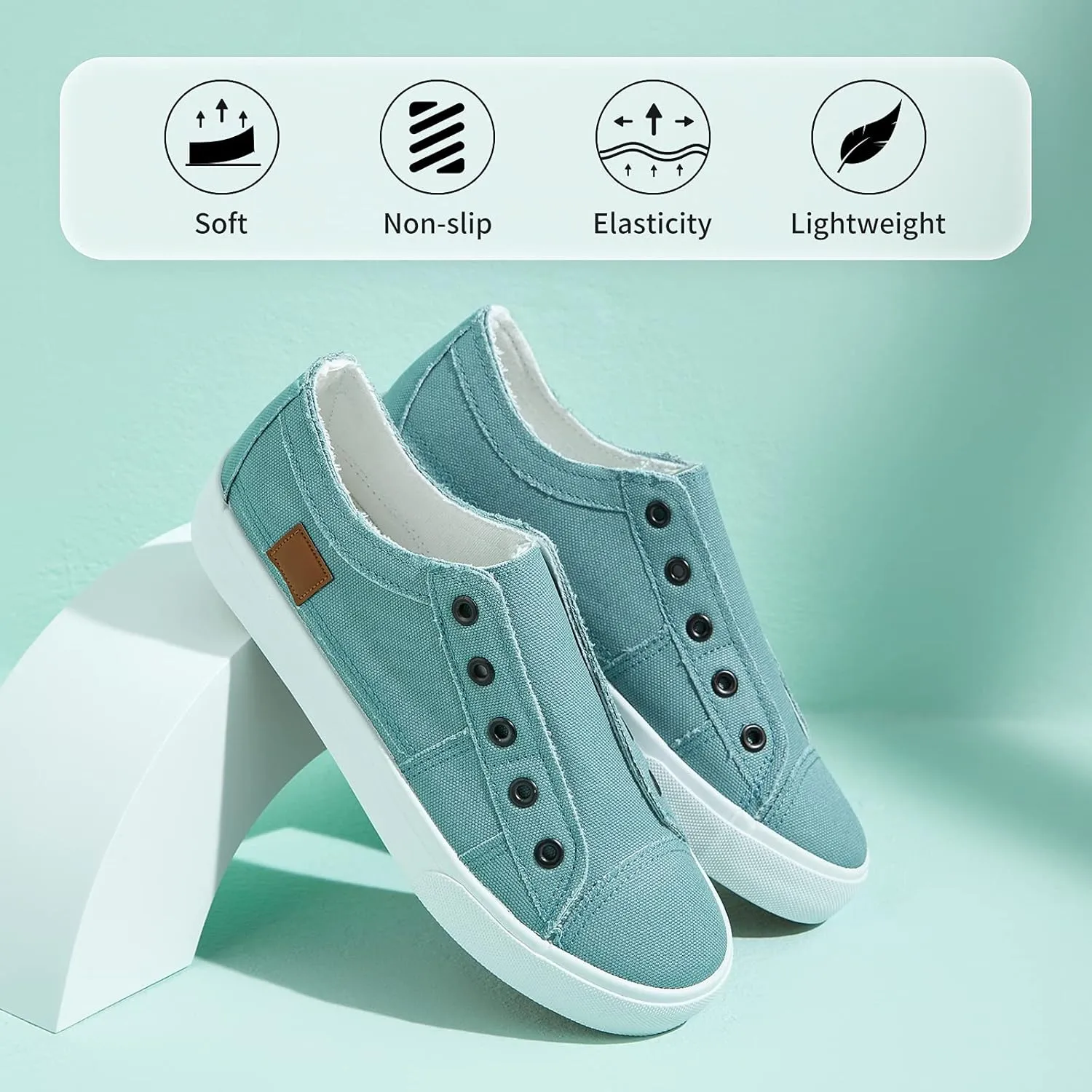Women's Slip on Shoes Non Slip Fashion Canvas Sneakers Low Top Casual Shoes