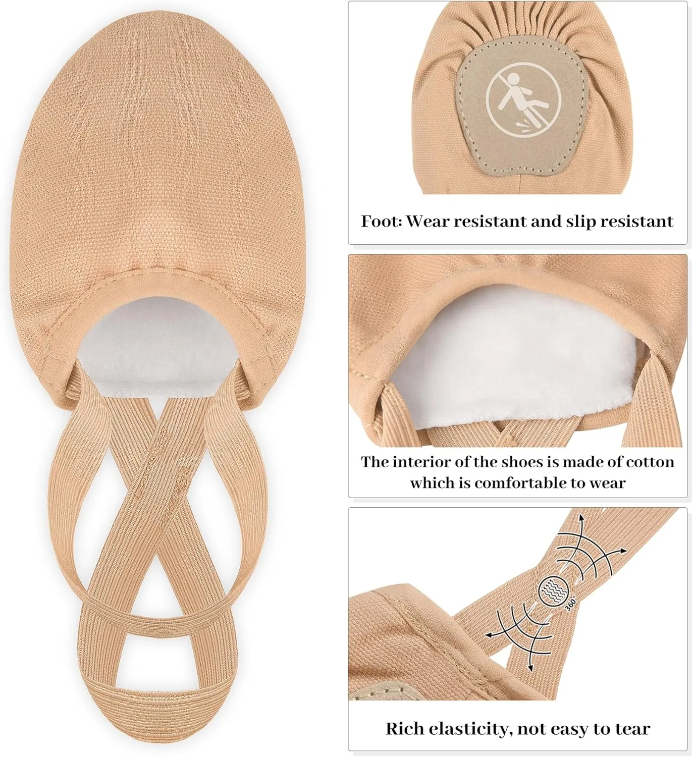 Women's Stretch Canvas Half Dance Soles Pirouette Lyrical Turners Ballet Shoes