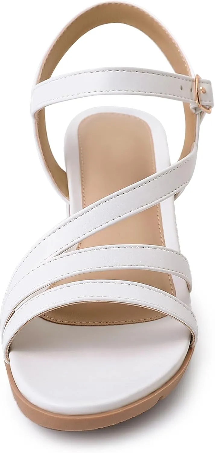 Women's Wedge Sandals Dressy, Comfortable Strappy Low Wedges Womens Open Toe Sandal for Summer
