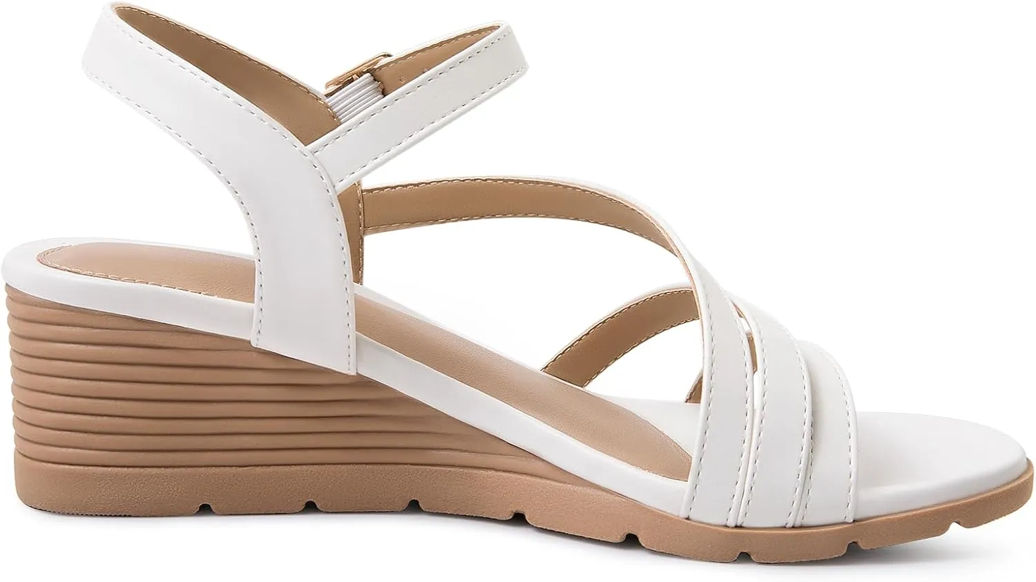 Women's Wedge Sandals Dressy, Comfortable Strappy Low Wedges Womens Open Toe Sandal for Summer