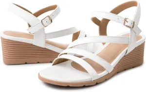 Women's Wedge Sandals Dressy, Comfortable Strappy Low Wedges Womens Open Toe Sandal for Summer