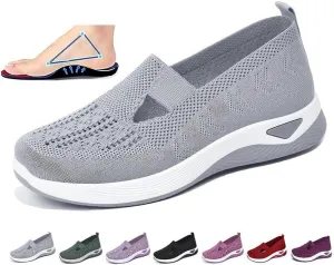 Women's Woven Orthopedic Breathable Soft Sole Shoes,Walking Plantar Fasciitis Slides Sandals Anti-Slip Foam Mesh Shoes Comfortable Recovery Orthopedic Shoes Go Walking Slip on Diabetic Foam Shoes