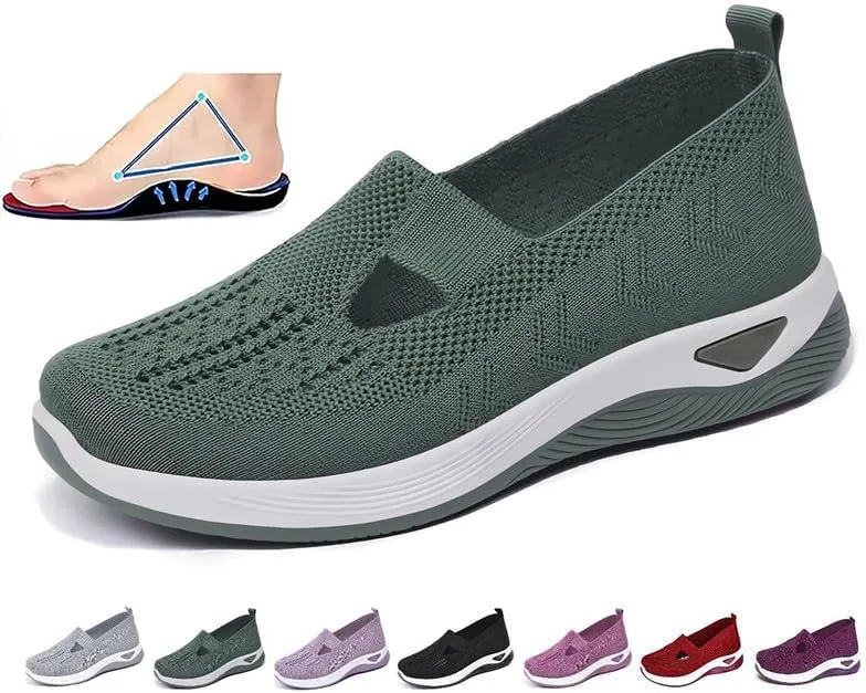 Women's Woven Orthopedic Breathable Soft Sole Shoes,Walking Plantar Fasciitis Slides Sandals Anti-Slip Foam Mesh Shoes Comfortable Recovery Orthopedic Shoes Go Walking Slip on Diabetic Foam Shoes