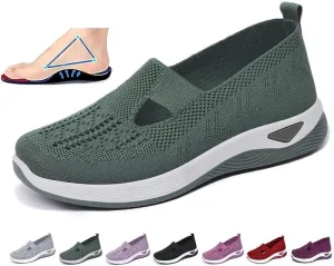 Women's Woven Orthopedic Breathable Soft Sole Shoes,Walking Plantar Fasciitis Slides Sandals Anti-Slip Foam Mesh Shoes Comfortable Recovery Orthopedic Shoes Go Walking Slip on Diabetic Foam Shoes