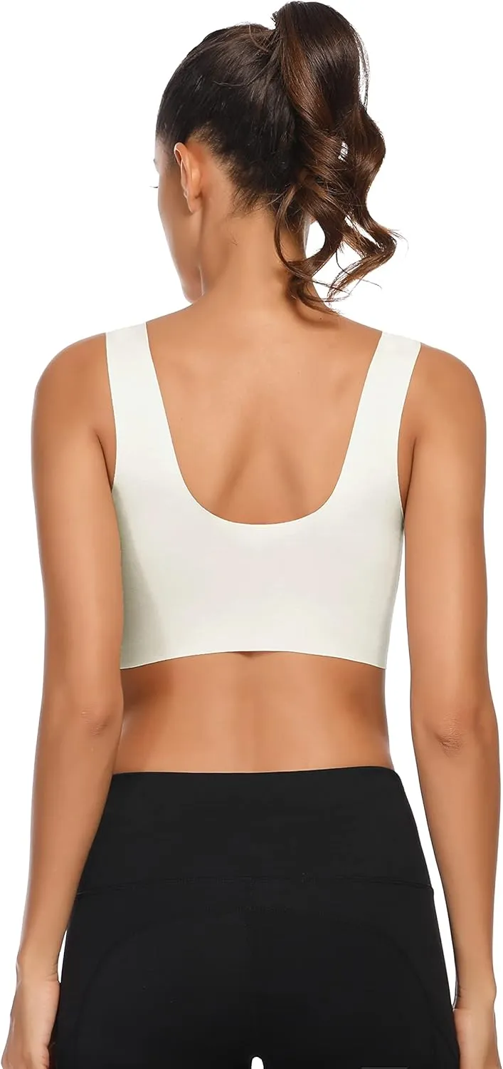WOWENY Seamless Bras for Women Sleep Leisure Sports Yoga Bra Padded Wireless Thin Soft Comfy Pullover Tops Plus Size