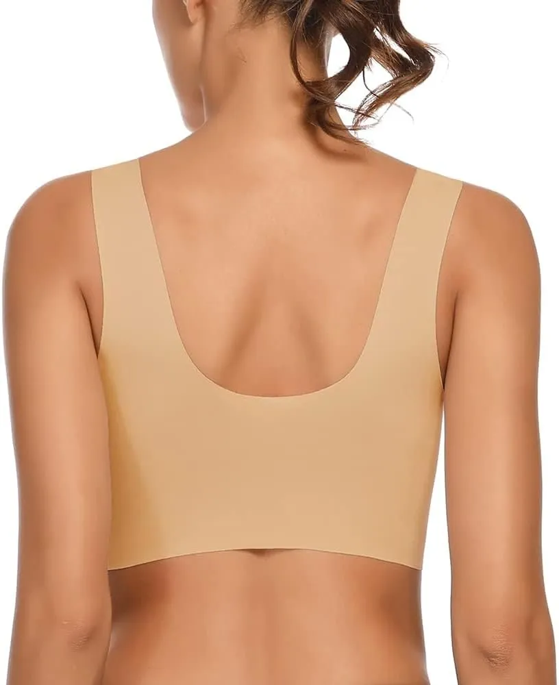 WOWENY Womens Seamless Wirefree Bras Comfortable Wireless Bras No Underwire Padded Push Up Soft Back Smoothing Bra