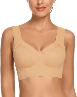 WOWENY Womens Seamless Wirefree Bras Comfortable Wireless Bras No Underwire Padded Push Up Soft Back Smoothing Bra