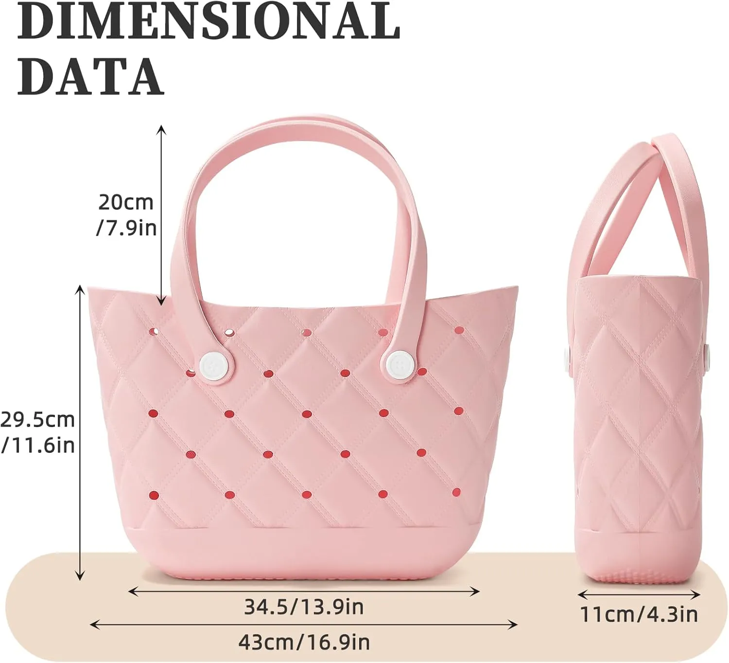 X Large Beach Bag Rubber Tote Bag, Waterproof Washable Proof Travel Bag for Women Handbag for Sports Beach Market Pool