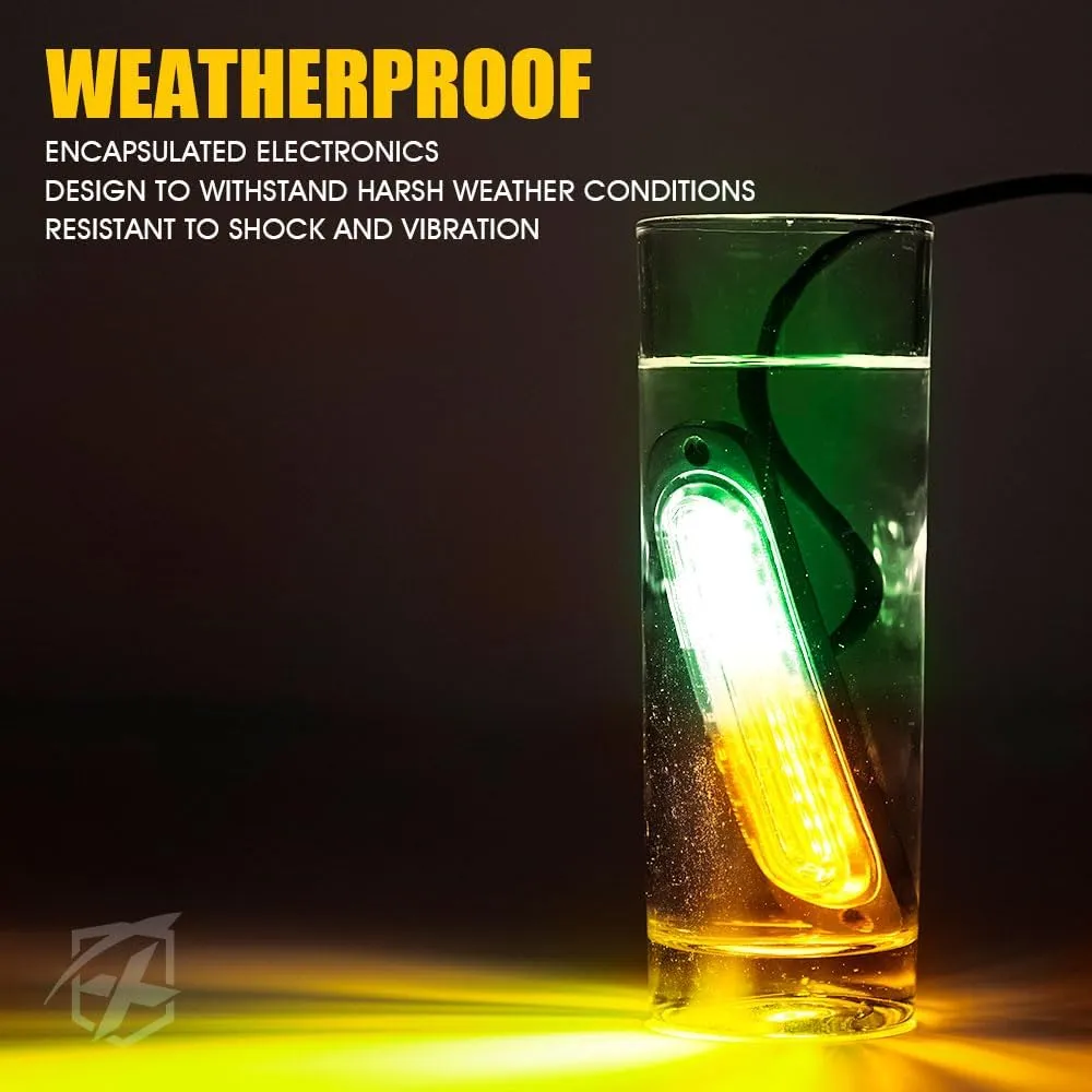 Xprite Amber Green LED Surface Mount Strobe Lights Kit, w/Control Panel Emergency Safety Warning Flashing Grille Cop Marker Light Assembly for Vehicles Trucks ATV UTV Motorcycle 4PCS