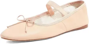 XYD Women Girls Ballet Flats Slip On Closed Almond Toe Elastic Single Strap Bowknot Cute Dress Date Shoes