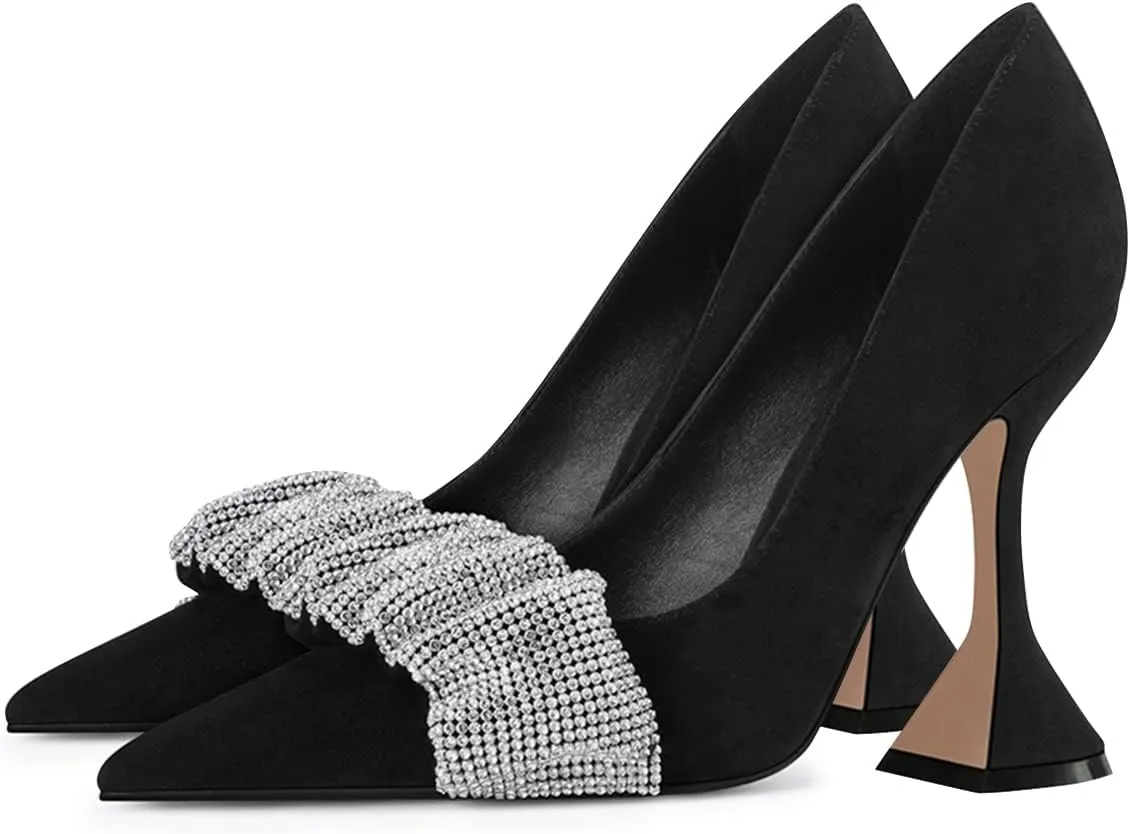 YDN Women Pointed Toe Slip on Pumps Special Kitten High Heel Shoes Party Prom Dress Lady Size 4-16 US