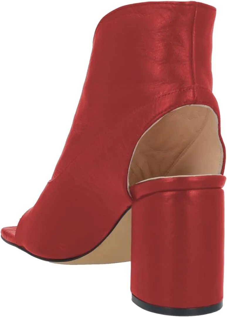 YDN Women's Open Square Toe Ankle Booties Chunky Block High Heels Pull On Backless Sandal Boots Dress Party Stylish Shoes Size 4-16 US