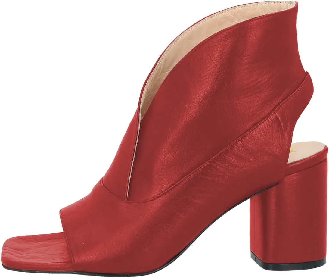 YDN Women's Open Square Toe Ankle Booties Chunky Block High Heels Pull On Backless Sandal Boots Dress Party Stylish Shoes Size 4-16 US
