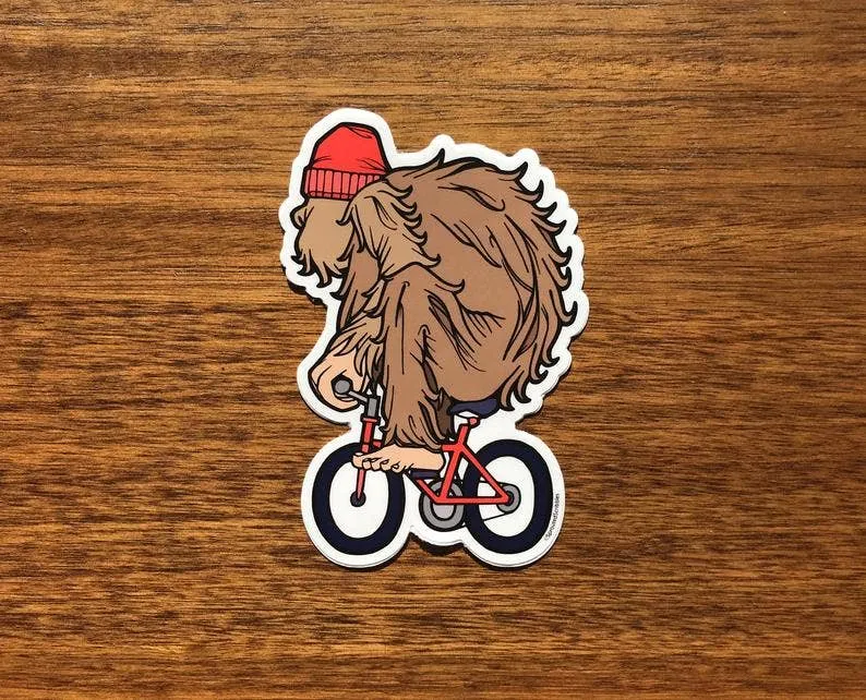 Yeti Biker Sticker - Bigfoot Sasquatch Funny Cute: SMALL 3.5" (8.9cm)
