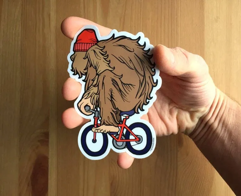 Yeti Biker Sticker - Bigfoot Sasquatch Funny Cute: SMALL 3.5" (8.9cm)