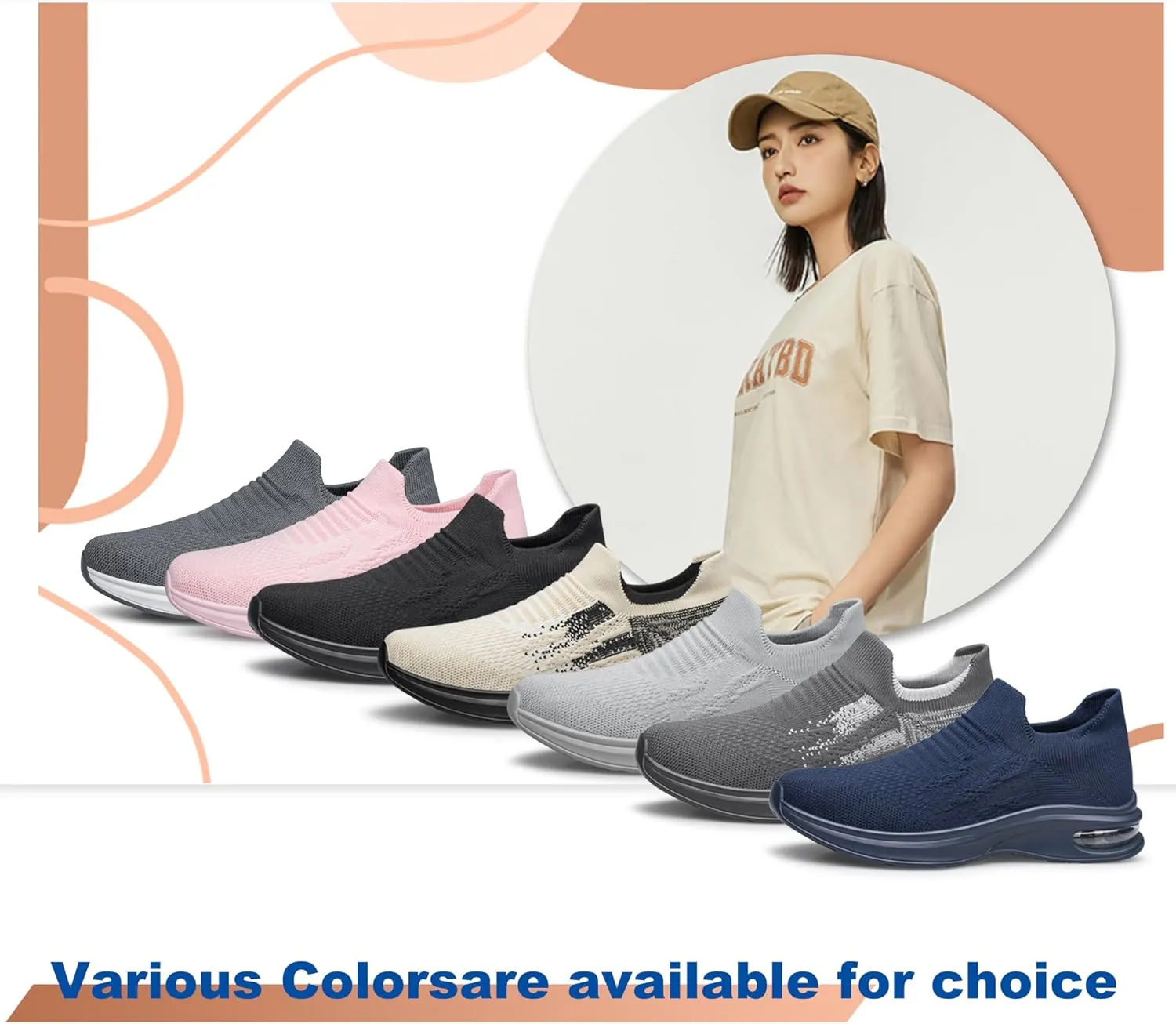 YHOON Womens Walking Shoes Slip on Running Shoes Lightweight Workout Gym Shoes Breathable Casual Sneakers