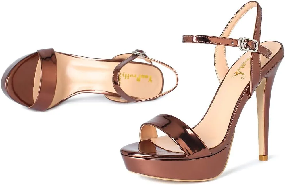 YooPrettyz Women Stiletto Heels Strappy Party Dress Pump Ankle Strap Sandal Heels