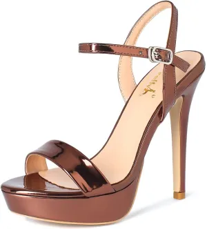 YooPrettyz Women Stiletto Heels Strappy Party Dress Pump Ankle Strap Sandal Heels