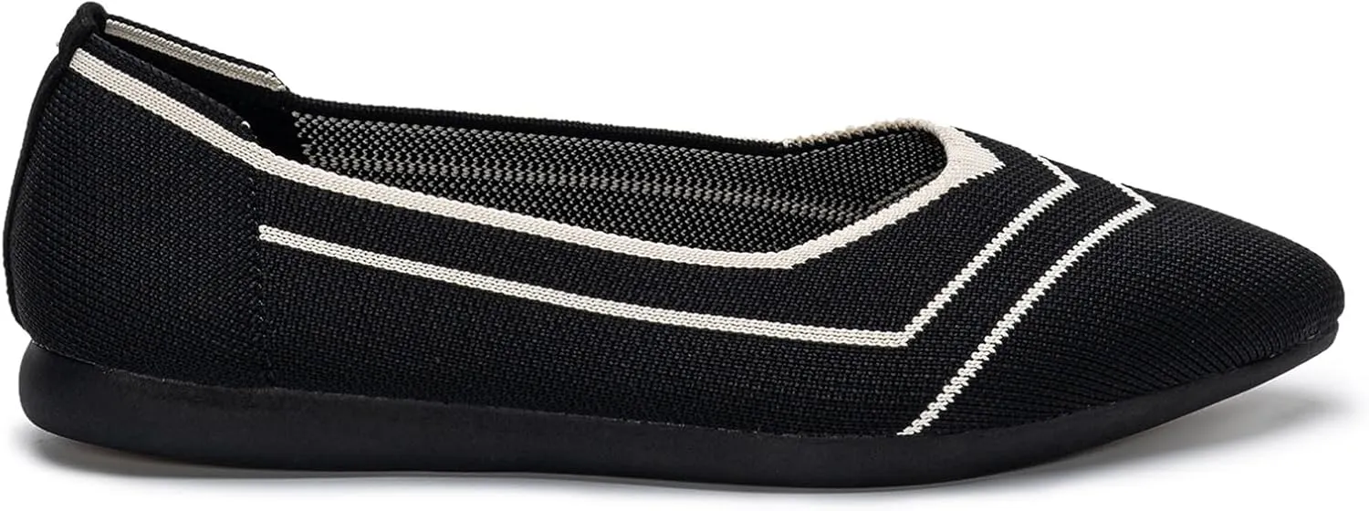 youngshow Women's Ballet Flats Comfortable Work Shoes, Casual Pointed Toe Flats for Office, Dressy Slip-On Walking Shoes