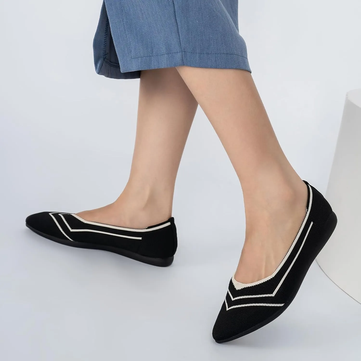 youngshow Women's Ballet Flats Comfortable Work Shoes, Casual Pointed Toe Flats for Office, Dressy Slip-On Walking Shoes